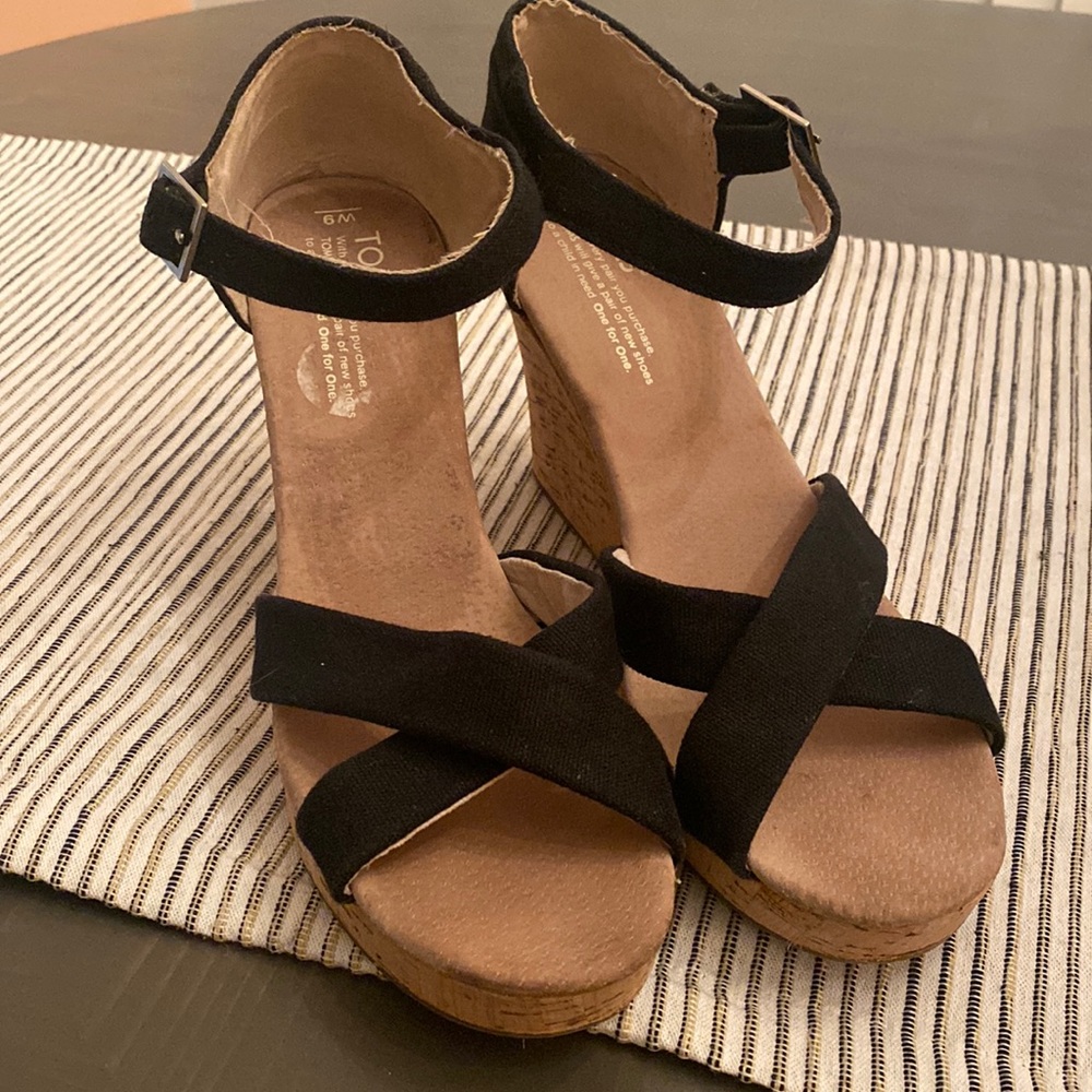 TOMS Strappy Cork Wedges